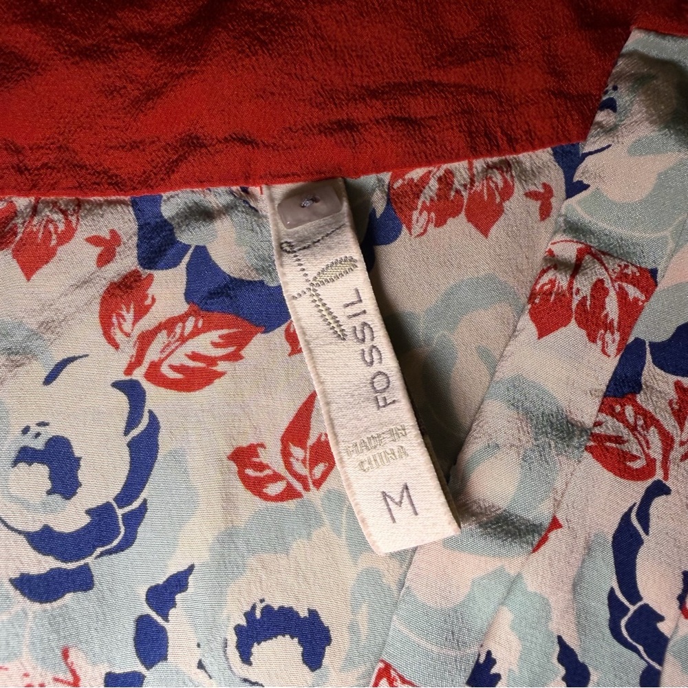Fossil Red and Blue Floral Y2K Baby Doll Top - size M - Picture 2 of 3